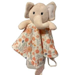 Modern Baby Peach Floral Elephant Lovey Plush Infant Girl Security Blanket New